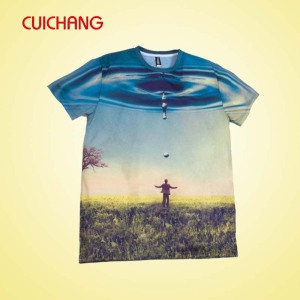 Cheap 65% Polyester 35% Cotton Customized Sublimation Printed T Shirts Ap-017